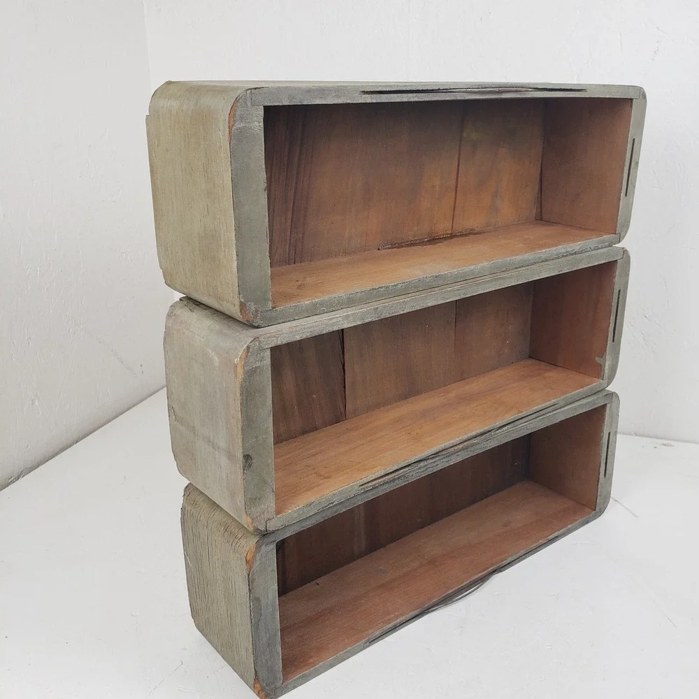 Antique Wooden Singer Treadle Sewing Machine Drawers Set of 3 Knick Knack Shelf